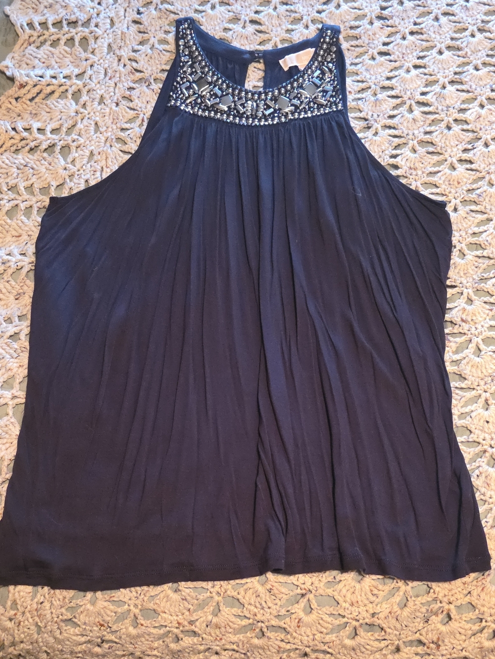Michael Kors Black Beaded Tank Style Top
